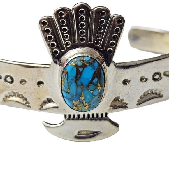 Solid Sterling Silver Women’s Turquoise Cuff Bracelet – NWT – Gift Box Included - Picture 6 of 8
